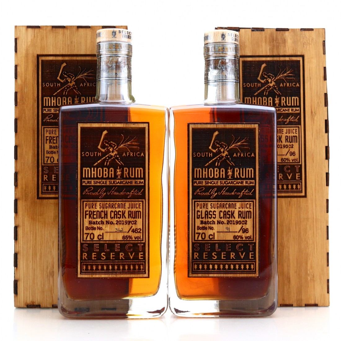 Mhoba Select Reserve French & Glass Cask Batches 2019 2 x 70cl Rum Auctioneer