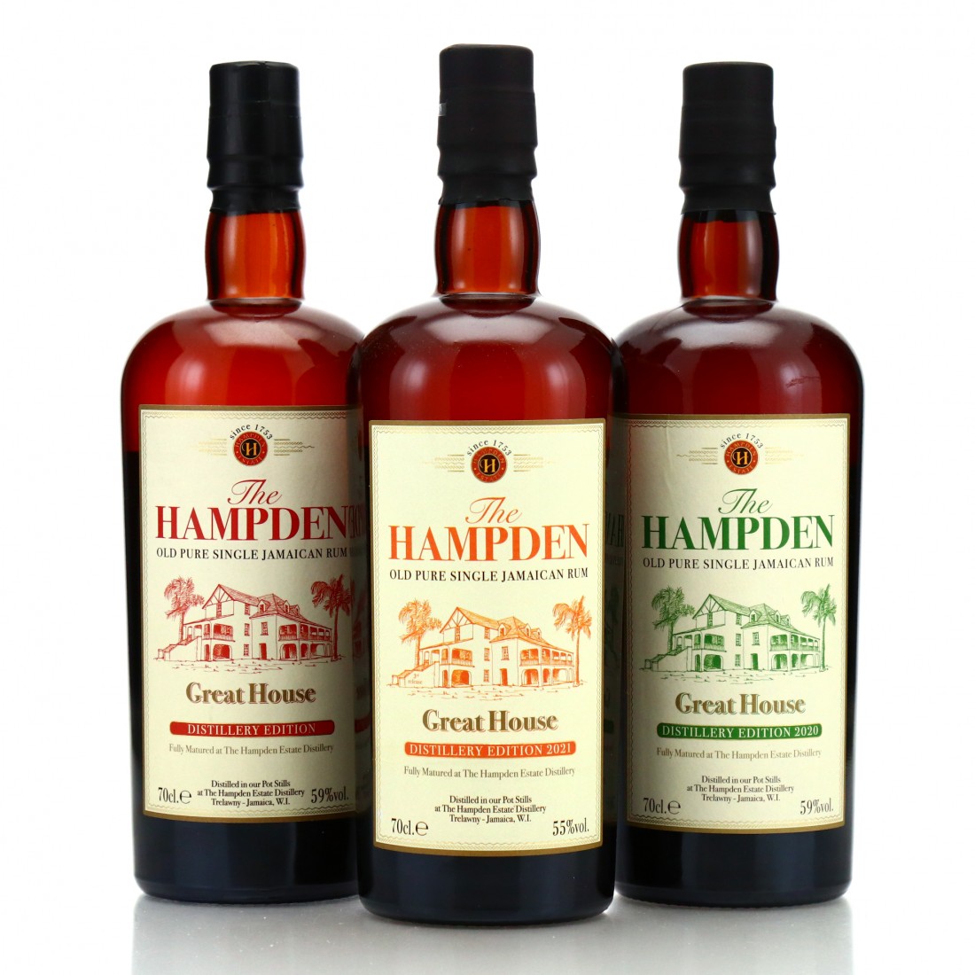 Hampden Great House 2019, 2020 & 2021 3 x 70cl Rum Auctioneer