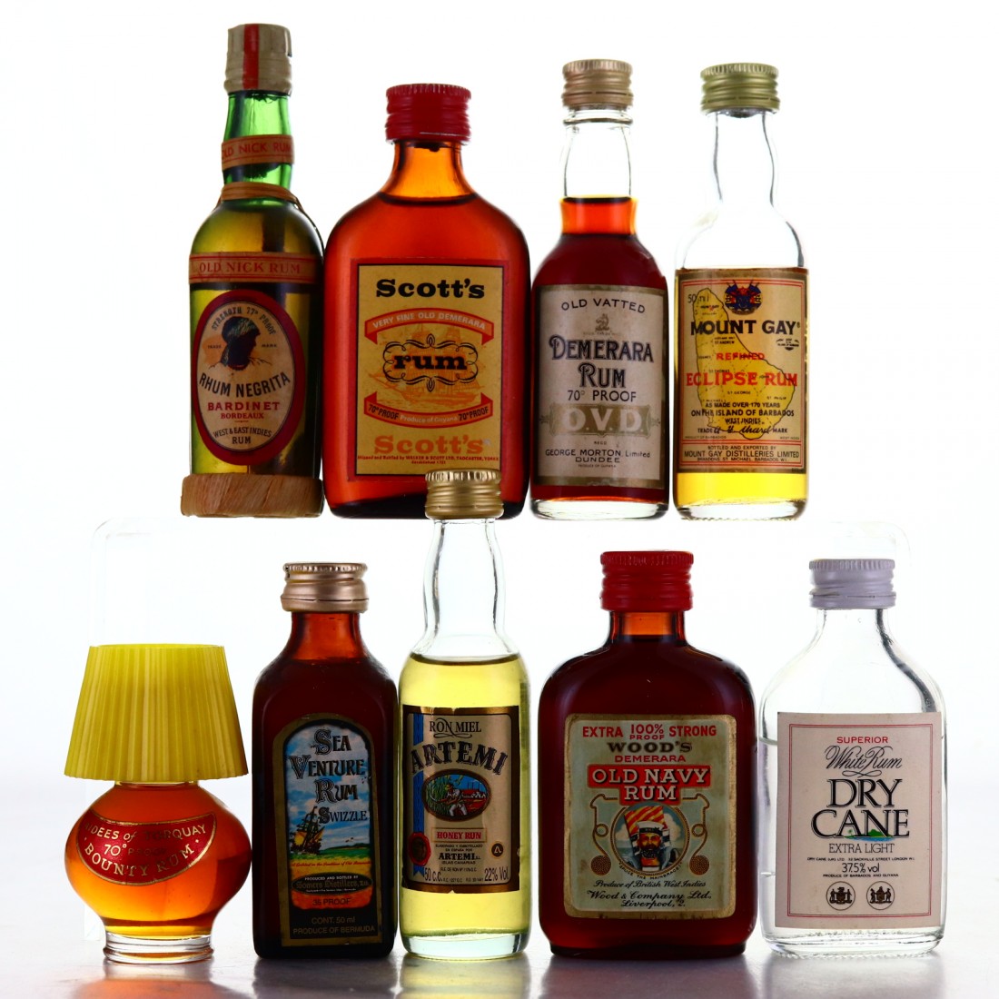 Rum Miniatures x 9 Rum Auctioneer